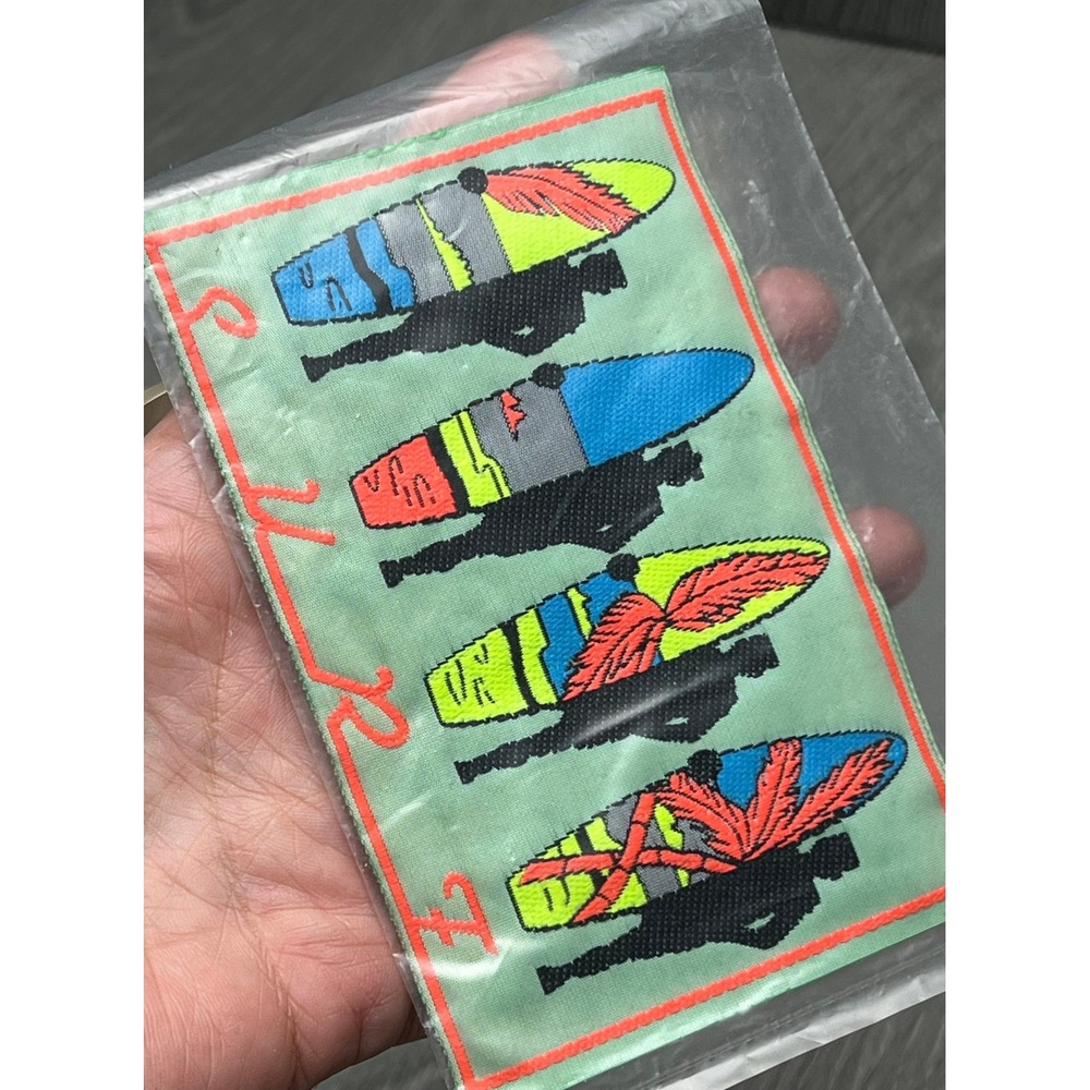 Vintage TDI Premium Woven Sew On Label Surfboards Neon Retro 80s 90s Surf Art